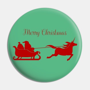 Simple Design of Unicorn Pulling Santa's Sleigh Pin