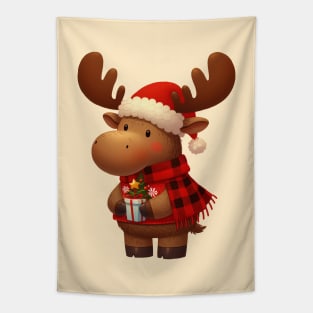 Cute Christmas Moose Tapestry