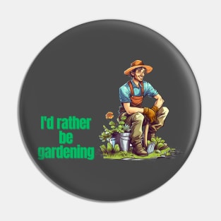 Cartoon design of a male gardener with humorous saying Pin