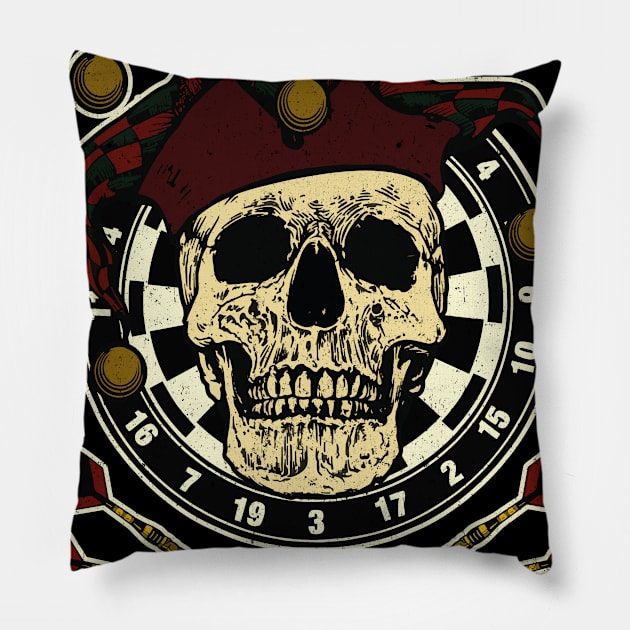 Darts skull dartboard team player Crew throw gift Pillow by MrTeee