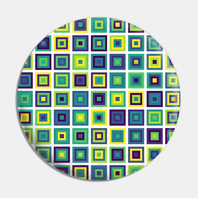 Abstract Square Geometric | Pop Fashion Modern Fusion Layered Blue Green Yellow Pin by aRtVerse