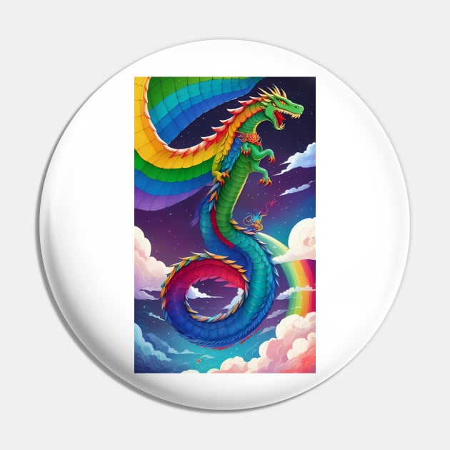 Colorful Hippie Popculture Popart Trippy Dragon Art Pin by ShopSunday