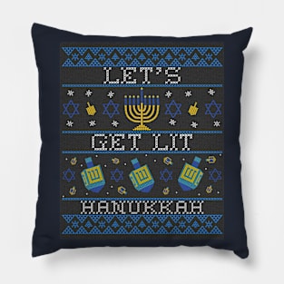 Let's Get Lit Hanukkah Pillow