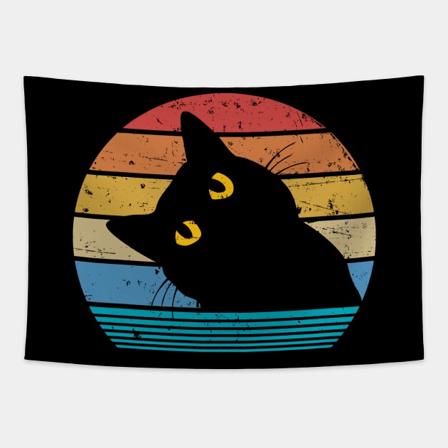 Retro Black Cat Lover Vintage Style Cats Gift Tapestry by Blink_Imprints10