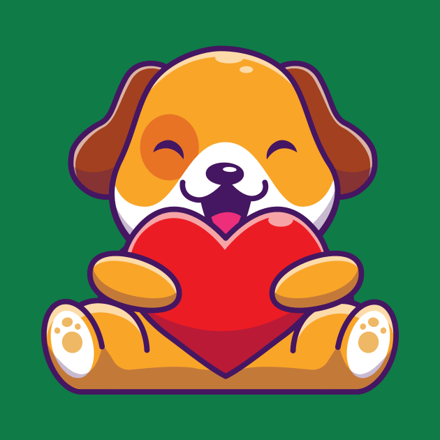 Cute Dog Holding Heart Cartoon by Catalyst Labs