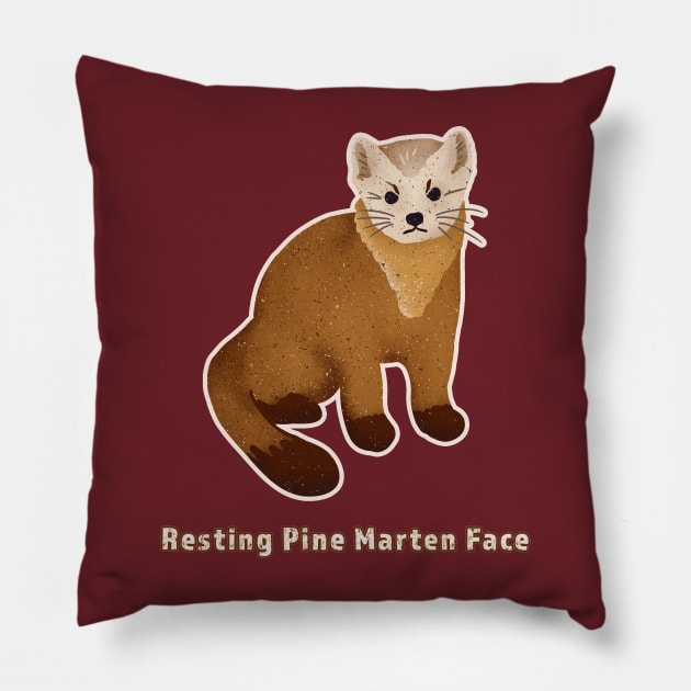 Resting Pine Marten Face Pillow by Annelie