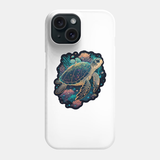 Turtle Coral Surfin' Phone Case by newdreamsss