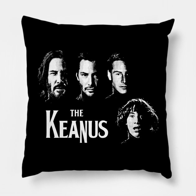 The Keanus (Keanu Reeves / Beatles mashup) Pillow by UselessRob