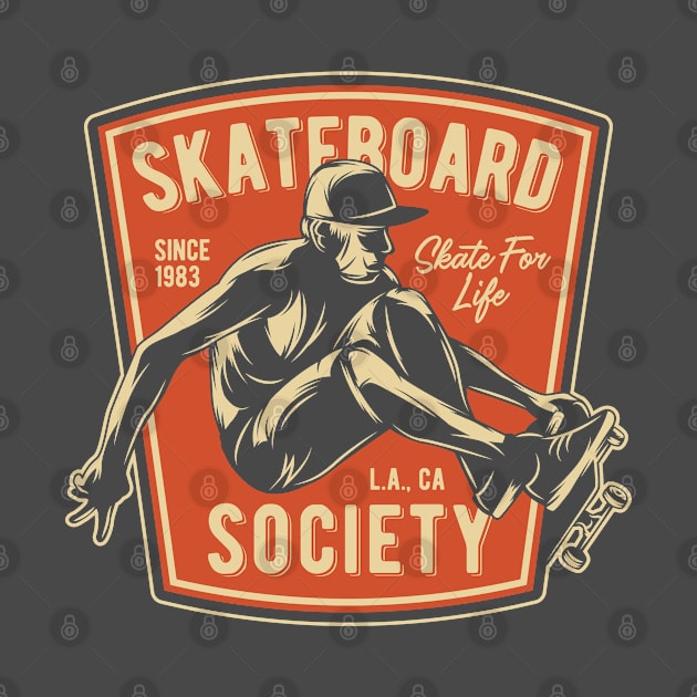 Skateboard Society Vintage Skateboarding Design by Jarecrow 