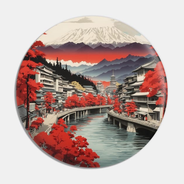 Toyama Japan Travel Vintage Tourism Poster Pin by TravelersGems