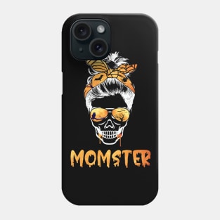 Momster Mom Skull Messy Bun Spooky Glasses Halloween Costume Phone Case