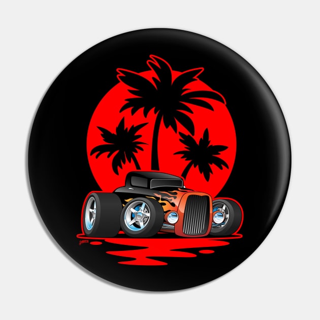 Classic 30s Style Hot Rod Car at Sunset with Palm Trees Pin by hobrath