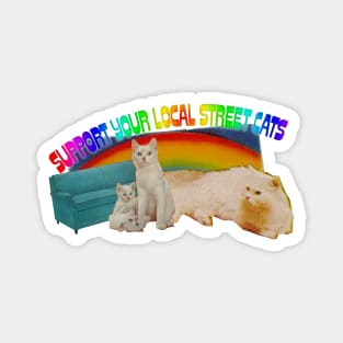 Support Your Local Street Cats  / Retro Funny Cat Lover Collage Design Magnet