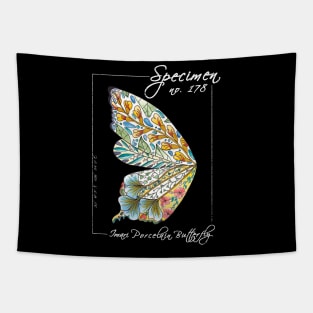 Imari Porcelain Butterfly | Vintage Modern Zoological Print White Tapestry