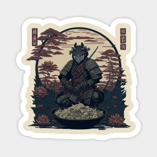 Japanese samurai with a bowl of ramen Magnet