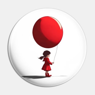 Little Girl With Big Red Balloon Pin