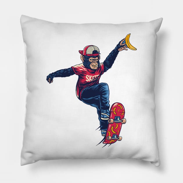 Ape Skate Pillow by Weird Banana