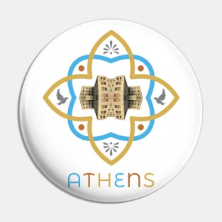 Athens Greece Neoclassical Tile Pattern Pin