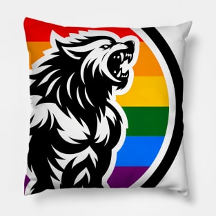 LGBTQ Pride Werewolf Anthro Furry Rainbow Logo Pillow