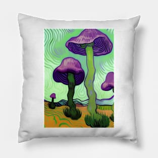 PURPLE VAN GOGH STYLE MUSHROOMS Pillow