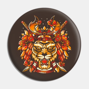 Samurai Tiger - Cute Animal Feline Warrior Gift Pin