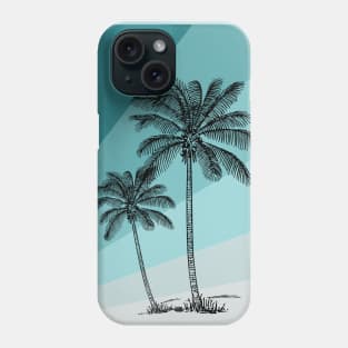 Vintage palm trees on blue Phone Case