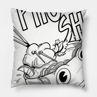 Pho Sho - Cartoon Pho Vietnamese Soup Bowl B&W Pillow