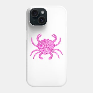 Mandala Crab (pink and white) Phone Case