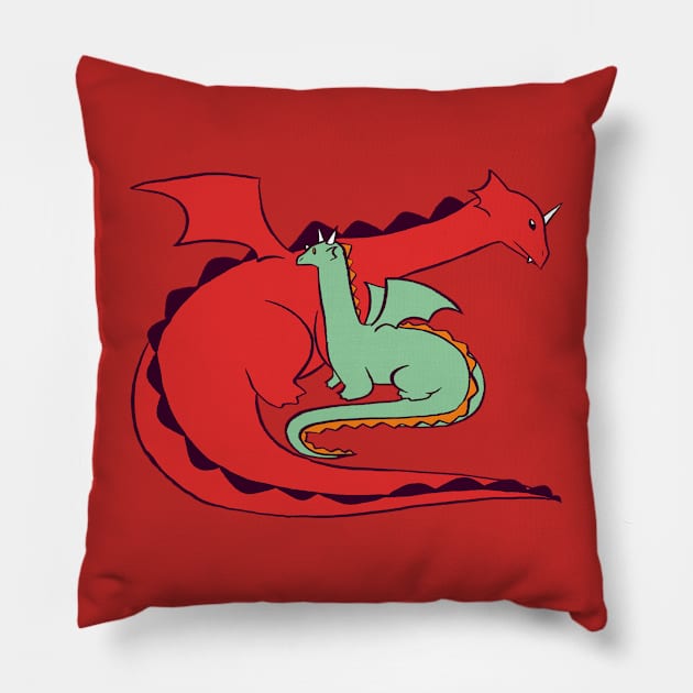 Red and Green Dragon Pillow by saradaboru