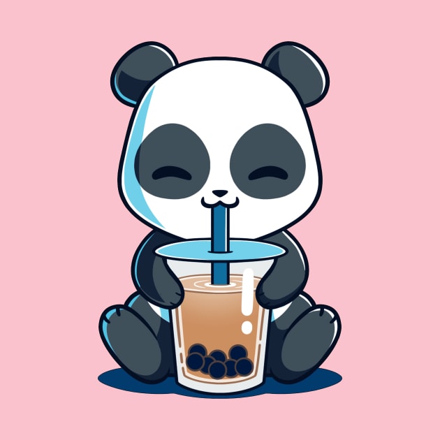 Cute Funny Panda Drinking Cold Drink by LazyMice