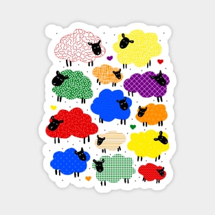 Cute colorful snoozing sheep design Magnet