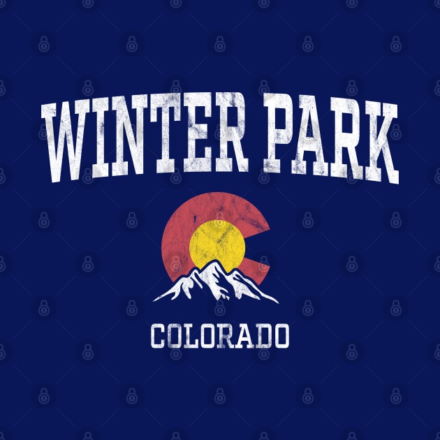 Winter Park Colorado CO Vintage Athletic Mountains by TGKelly