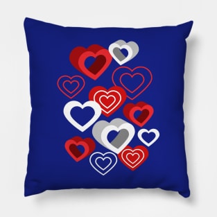 Love Hearts On Blue Pillow