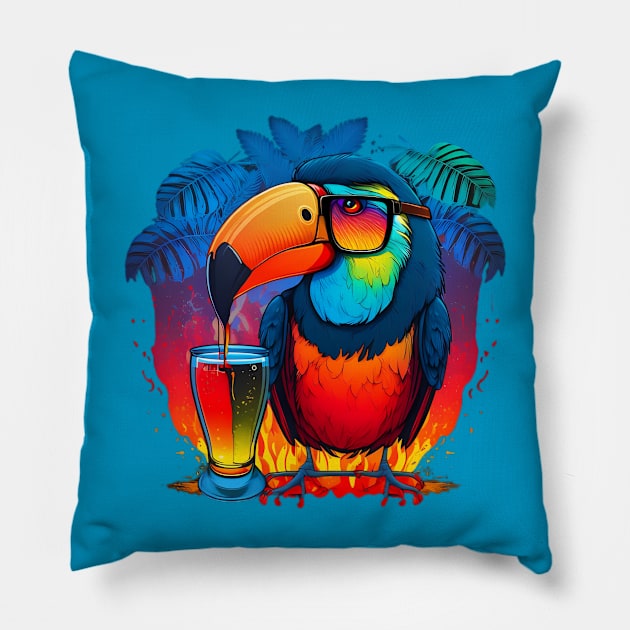 Hector toucan, miami style Pillow by ToucanVooDoo