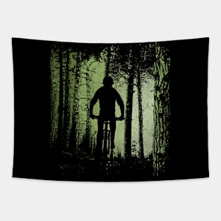 Twilight Forest Trail Cyclist Natural MTB Biker Tapestry