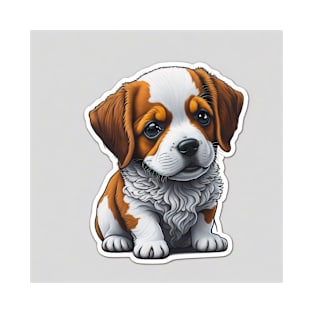 Brown and White Cute Dog Design 1 T-Shirt