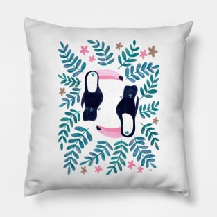 Toucans Pattern - Pink & Teal Pillow