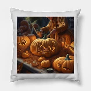 Halloween Pumpkin Carving Pillow