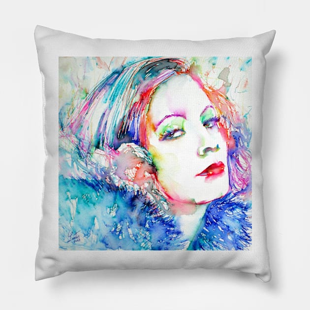 GRETA GARBO watercoloor and ink portrait Pillow by lautir