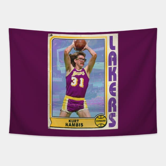 Kurt Rambis Retro Trading Card Tapestry by darklordpug