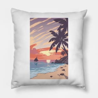 Sunset at the beach Pillow