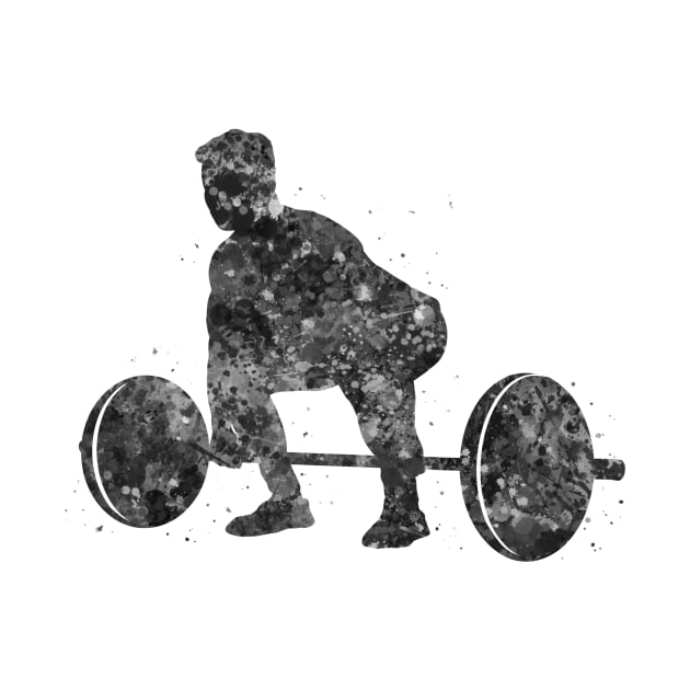 Weightlifter man black and white by Yahya Art