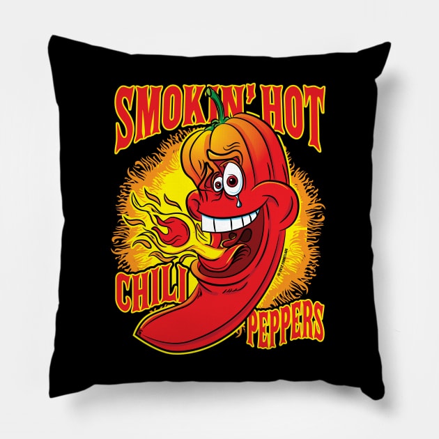 Smokin Hot Spicy Flaming Red Hot Chili Pepper Pillow by eShirtLabs