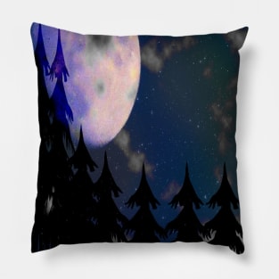 Bright moon in the night sky Pillow