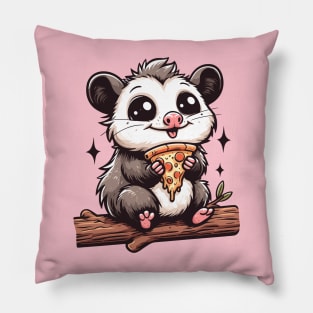 Happy opossum with pizza Pillow