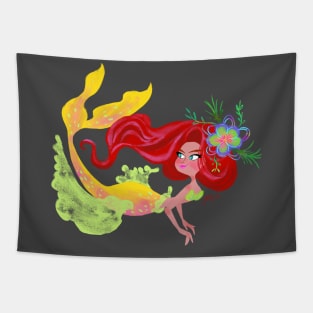 Mermaid red hair Tapestry