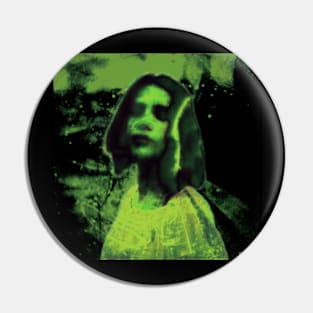 Like in night dream. Beautiful girl in park or room. green. Pin