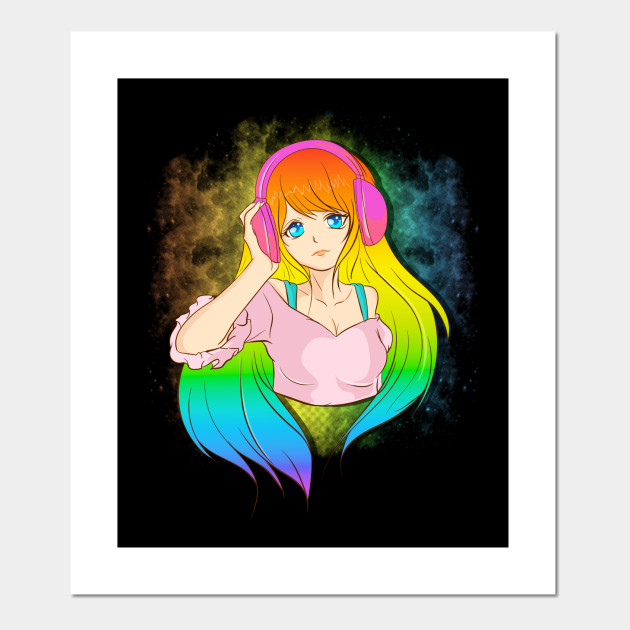 Japanese Anime Girl Rainbow Punk Kawaii Manga Japanese Anime Girl Posters And Art Prints Teepublic