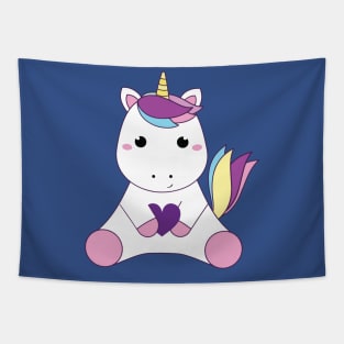 Baby unicorn and heart 1 Tapestry