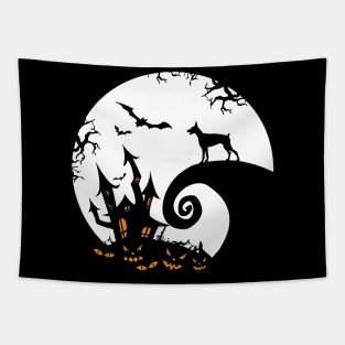 Doberman Dog Moon Halloween Tapestry